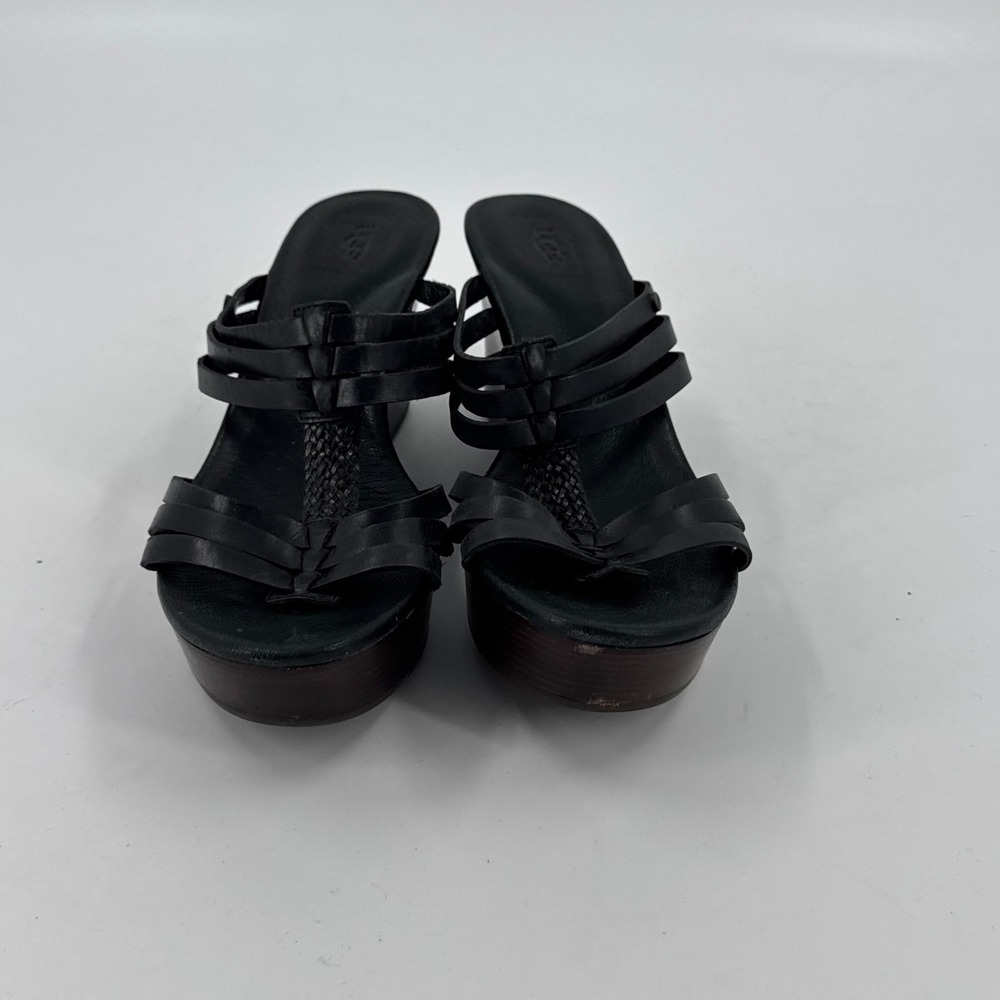 UGG Mattie Wedge Slide Sandals Womens US Size 9 Black Open Toe Slip On FD1114L